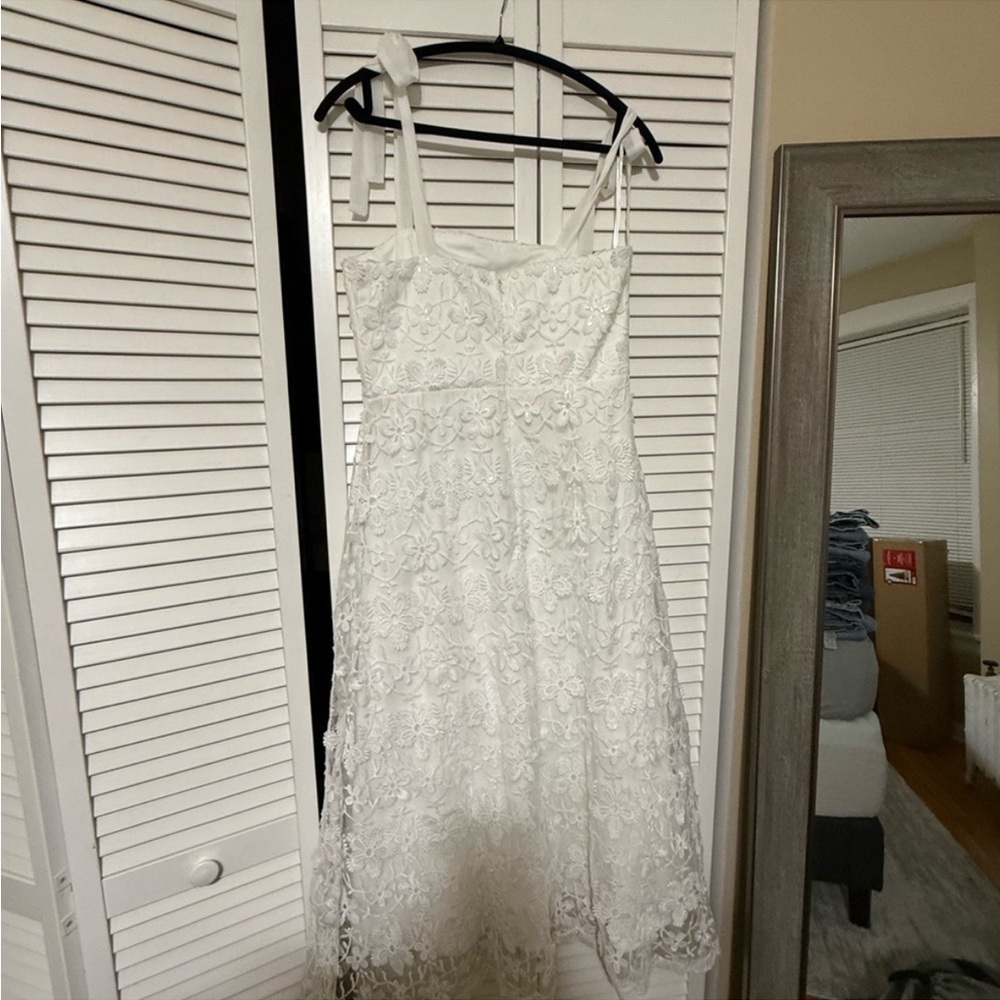LuLus Elegant White Lace Dress